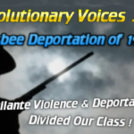 - Revolutionary News Today! Silhouette of a Person Aiming a Rifle Against a Cloudy Sky, with Bold Captions About the Bisbee Deportation of 1917 and Vigilante Violence.