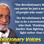 - Revolutionary News Today! Poster-style Image of an Older Man with a Light Gray Beard and Blazer, Beside a Two-paragraph Quote About the Revolutionary Movement and Thinking, with the Caption 'revolutionary Voices' in Yellow at the Bottom.