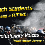 - Revolutionary News Today! Protest Scene with Riot Police in Helmets Clashing with Demonstrators; Bold Yellow Text Overlaid Reads 'french Students Demand a Future!' and 'police Attack Arrest 7,000!'